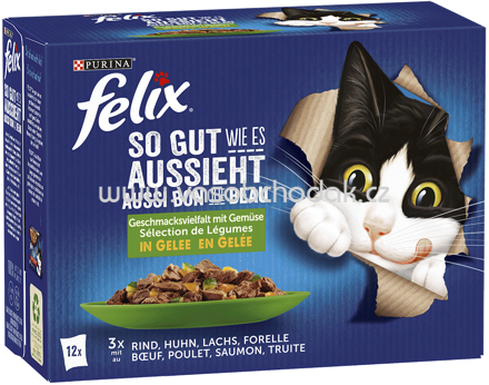 Purina Felix So gut wie es aussieht Gemischte Vielfalt mit Gemüse in Gelee, 12x85g