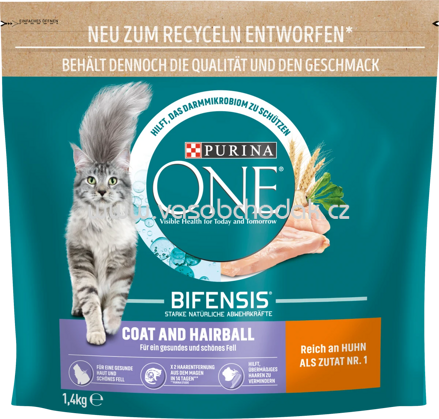 Purina ONE Coat & Hairball reich an Huhn und Vollkorn-Getreide, 1,4 kg