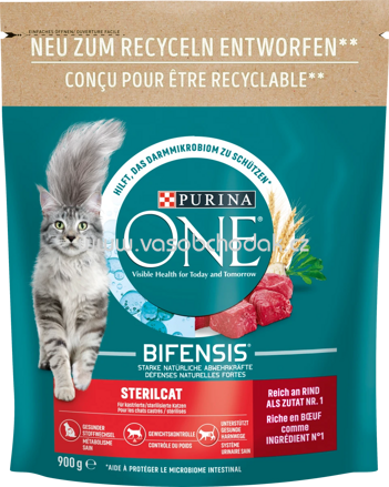 Purina ONE Sterilcat reich an Rind und Weizen, 900g