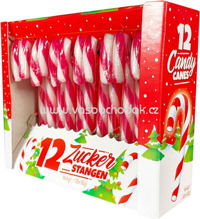 Alex Sweets Candy Canes Zuckerstangen rot-weiß, 12cm, 12 St Alex Sweets Candy Canes Zuckerstangen rot-weiß, 12cm, 12 St
