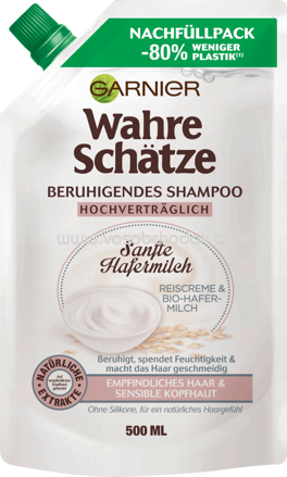 GARNIER Wahre Schätze Shampoo Sanfte Hafermilch, Nachfüllpack, 400 ml