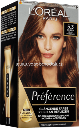 L'ORÉAL Paris Préférence Haarfarbe Virginia Helles Goldbraun 5.3, 1 St