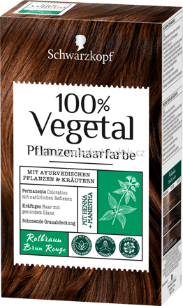 Schwarzkopf 100% Vegetal Pflanzenhaarfarbe Natürliches Rotbraun, 1 St