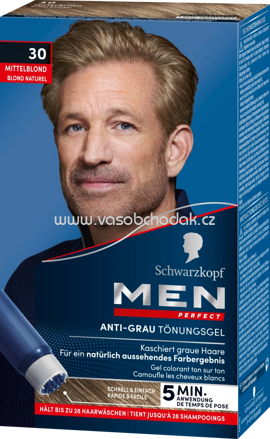 Schwarzkopf Men Perfect Tönung Anti-Grau-Gel Natur Mittelblond 30, 1 St