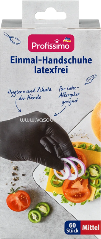 Profissimo Einmalhandschuhe latexfrei schwarz Mittel, 60 St