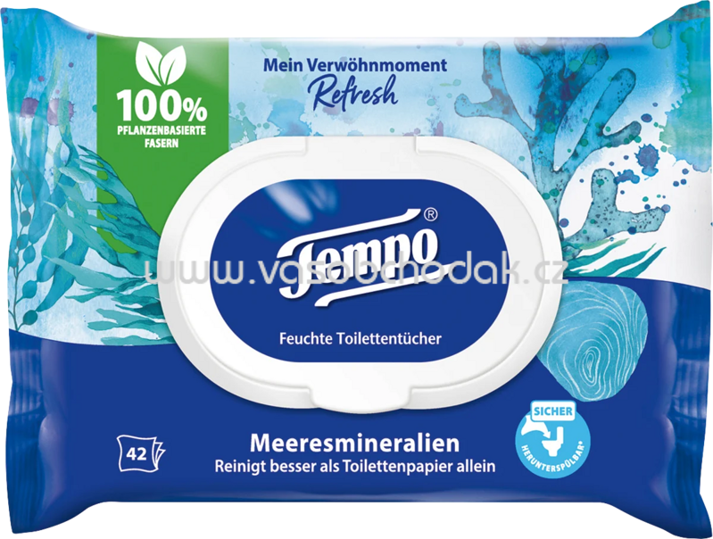 Tempo Feuchtes Toilettenpapier Mein Verwöhnmoment Sea Minerals, 42 St