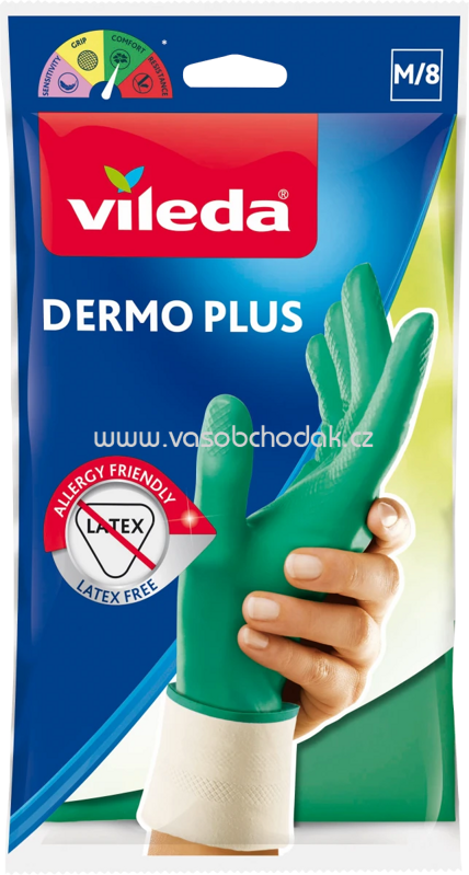 Vileda Haushaltshandschuhe Dermo Plus Größe M, 1 Paar, 2 St