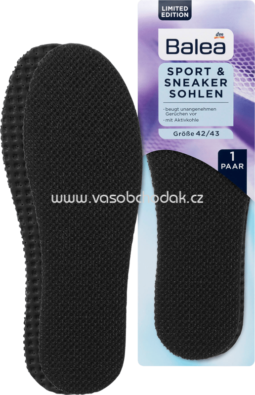 Balea Sport- & Sneakersohlen schwarz Größe 42/43, 1 Paar