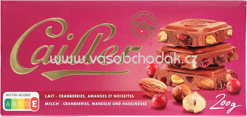 Cailler Milch Cranberries, Mandeln und Haselnüsse, 200g Cailler Milch Cranberries, Mandeln und Haselnüsse, 200g