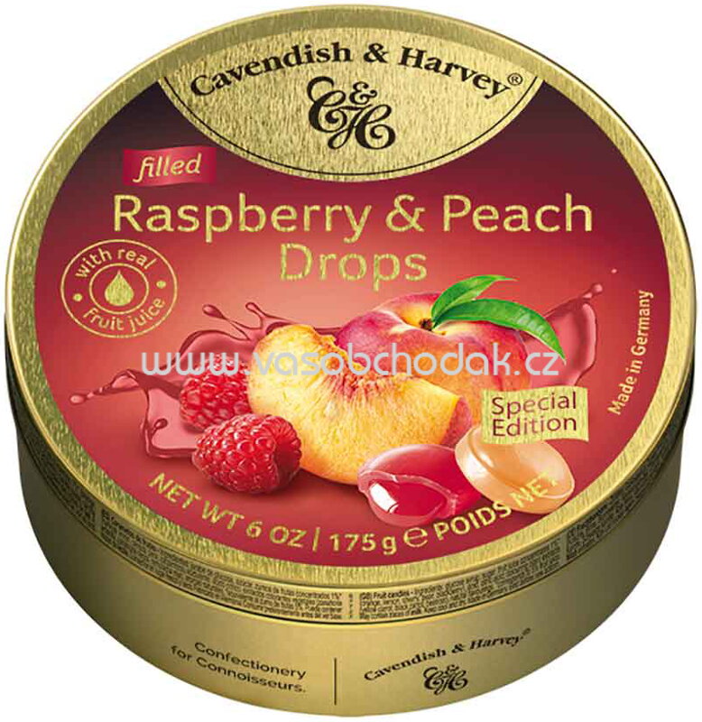 Cavendish & Harvey Filled Raspberry & Peach Drops, 175g