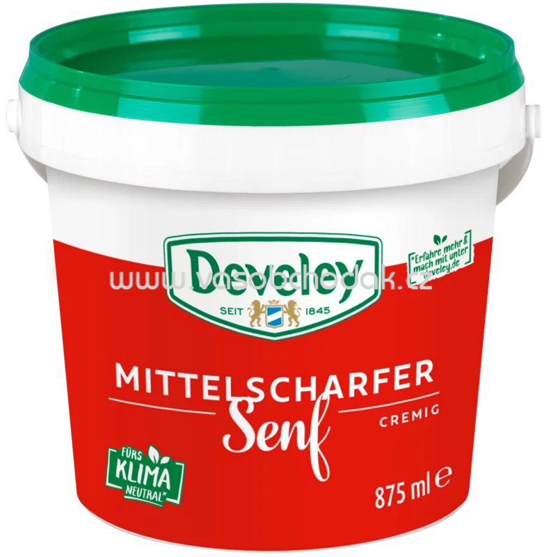 Develey Senf Mittelscharf Eimer, 875 ml