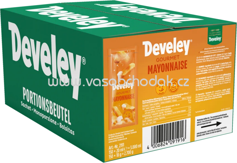 Develey Gourmet Mayonnaise, 150x20 ml Portionsbeutel