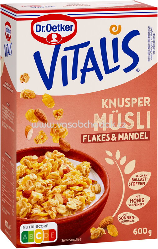Dr.Oetker Vitalis Knusper Müsli Flakes & Mandeln, 600g Dr.Oetker Vitalis Knusper Müsli Flakes & Mandeln, 600g