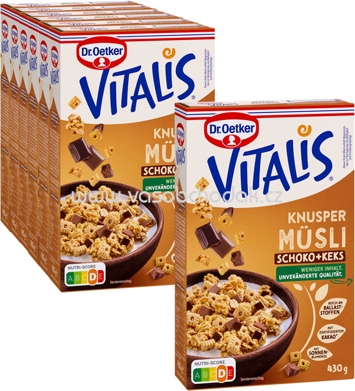 Dr.Oetker Vitalis Knusper Müsli Schoko & Keks, 6+1 gratis, 3,01 kg Dr.Oetker Vitalis Knusper Müsli Schoko & Keks, 6+1 gratis, 3,01 kg