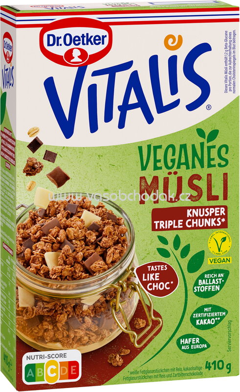 Dr.Oetker Vitalis Veganes Müsli Knusper Triple Chunks, 410g Dr.Oetker Vitalis Veganes Müsli Knusper Triple Chunks, 410g