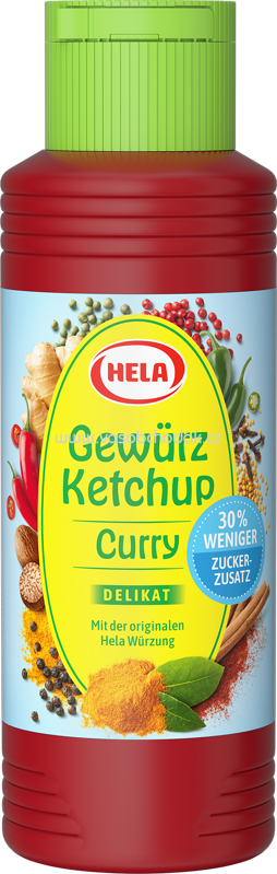 Hela Gewürz Ketchup Curry Delikat - 30% Weniger Zucker, 300 ml Hela Gewürz Ketchup Curry Delikat - 30% Weniger Zucker, 300 ml