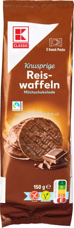 K-Classic Knusprige Reiswaffeln Milchschokolade, 150g K-Classic Knusprige Reiswaffeln Milchschokolade, 150g