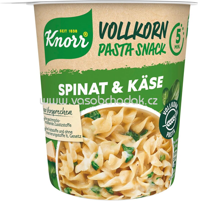 Knorr Vollkorn Pasta Snack Spinat & Käse, Becher, 60g