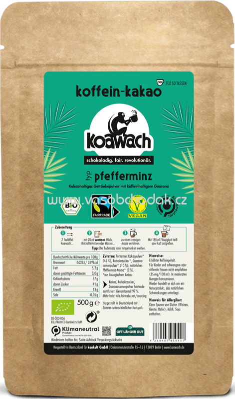 Koawach Koffein Kakao Pfefferminz, 500g