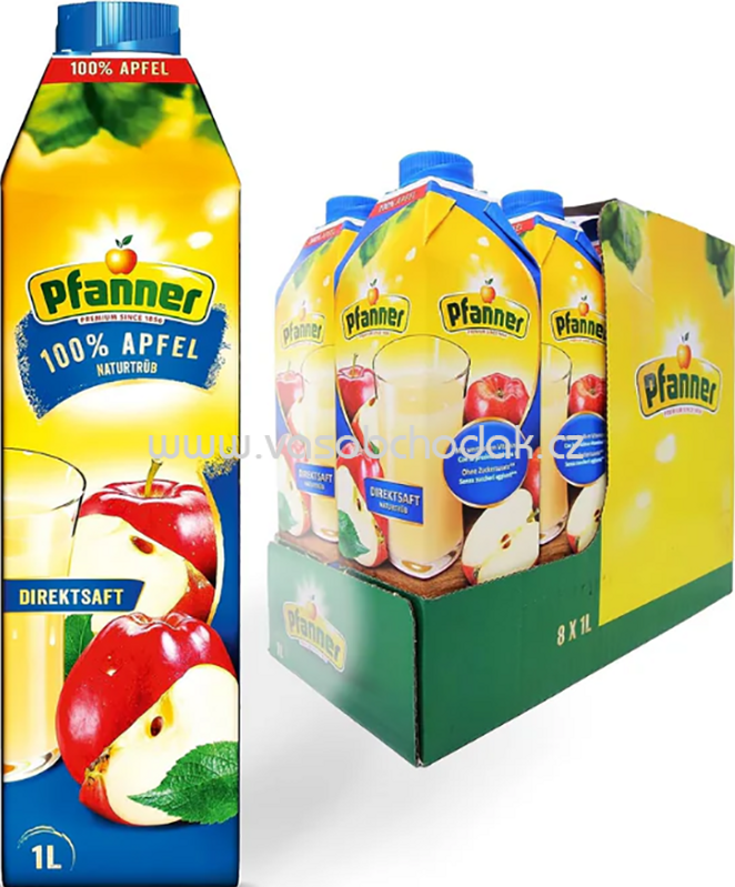 Pfanner 100% Apfel, naturtrüb, 8x1l