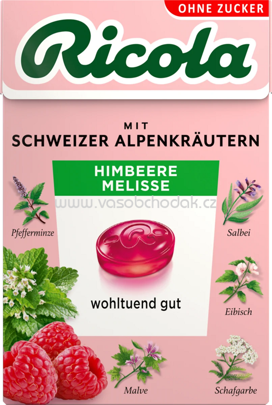 Ricola Bonbon Himbeere Melisse, zuckerfrei, 50g