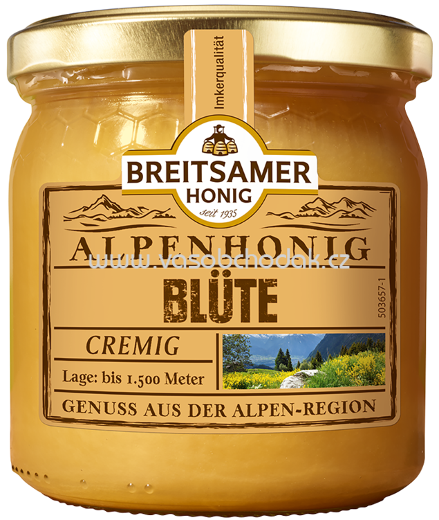 Breitsamer Honig Alpenhonig Blüte, cremig, 500g