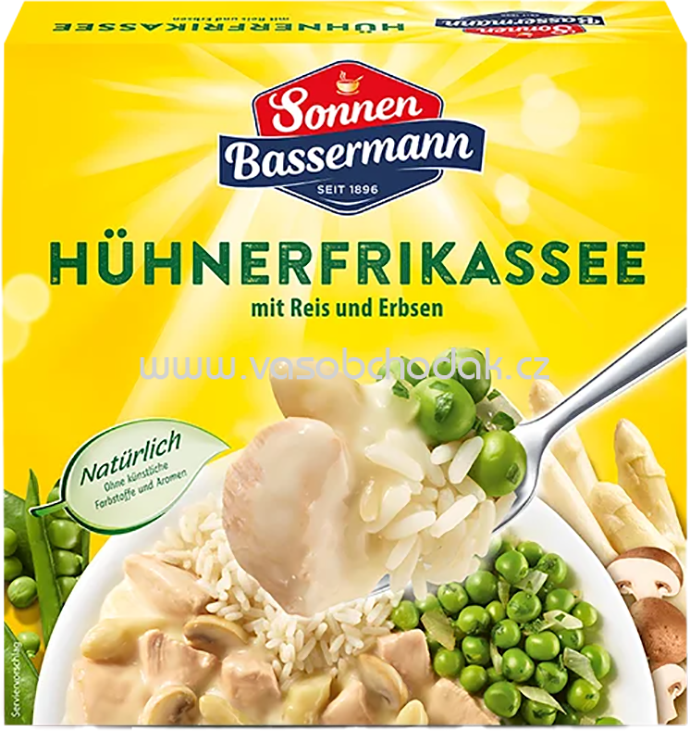 Sonnen Bassermann Fertiggerichte Hühnerfrikassee mit Spargel, Reis und Erbsen, 1 St Sonnen Bassermann Fertiggerichte Hühnerfrikassee mit Spargel, Reis und Erbsen, 1 St