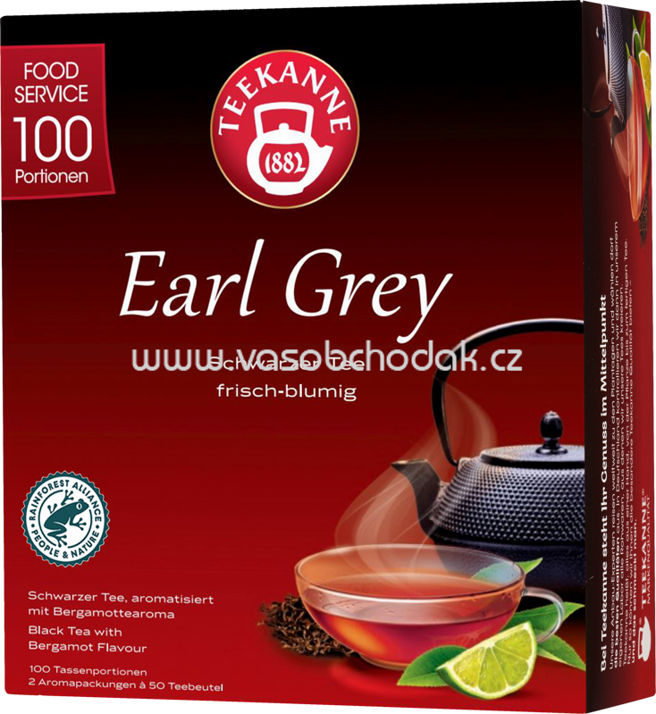 Teekanne Schwarzer Tee Earl Grey, 100 Beutel