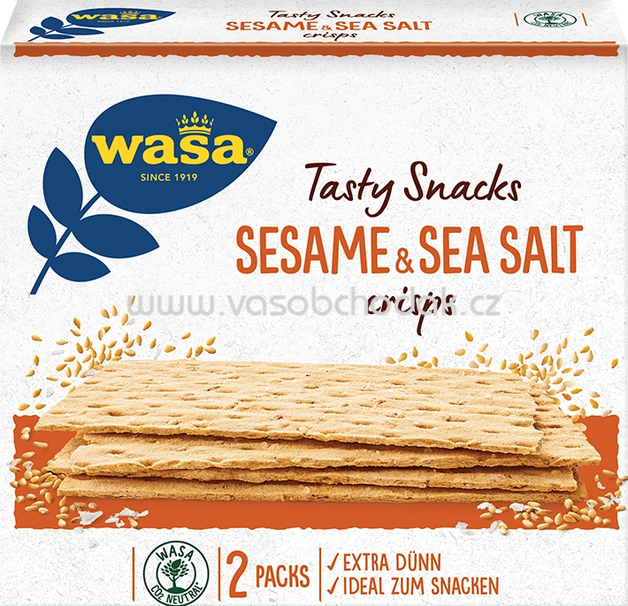 Wasa Tasty Snacks Sesame & Seal Salt Crisps, 190g