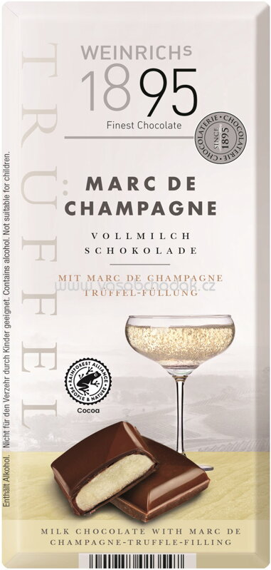 WEINRICHs Vollmilch Schokolade Trüffel Marc De Champagne, 100g WEINRICHs Vollmilch Schokolade Trüffel Marc De Champagne, 100g