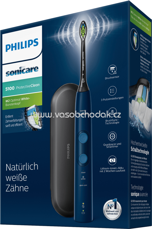 Philips Schallzahnbürste 5100 Protective Clean blau, Reise Etui, 1 St Philips Schallzahnbürste 5100 Protective Clean blau, Reise Etui, 1 St