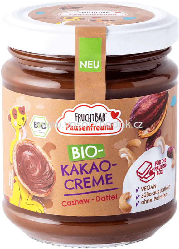 FruchtBar Bio Kakao Creme Cashew Dattel, 180g