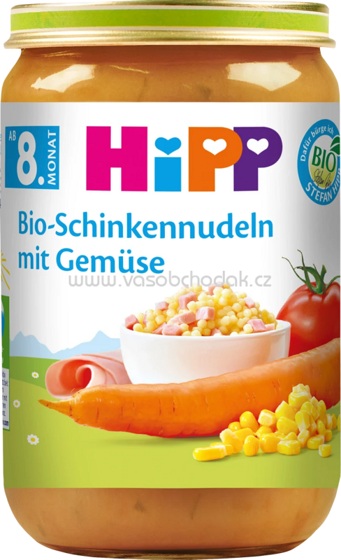 Hipp Bio-Schinkennudeln mit Gemüse, ab 8. Monat, 220g Hipp Bio-Schinkennudeln mit Gemüse, ab 8. Monat, 220g