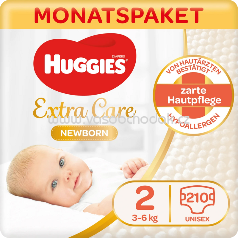 Huggies Windeln Newborn Gr. 2, 3-6 kg, Halb-Monatsbox, 210 St