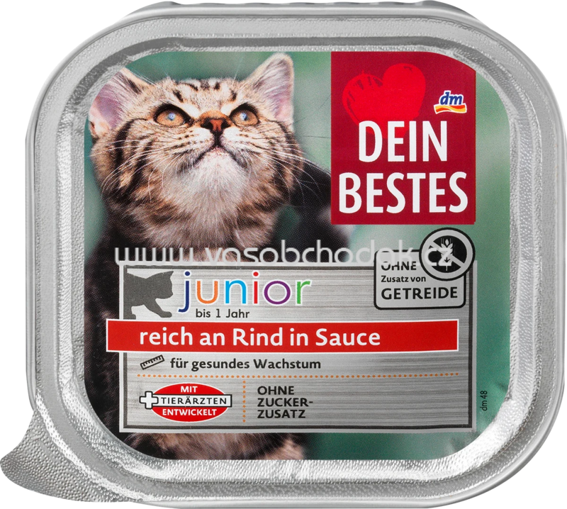 Dein Bestes Nassfutter Katze Kitten mit Rind in Sauce, Junior, 100g