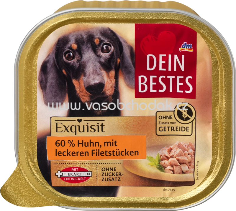 Dein Bestes Nassfutter Hund Exquisit 60% Huhn mit leckeren Fleischstücken, 300g