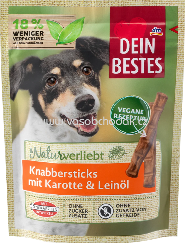 Dein Bestes Naturverliebt Knabbersticks mit Karotte & Leinöl, 60g Dein Bestes Naturverliebt Knabbersticks mit Karotte & Leinöl, 60g