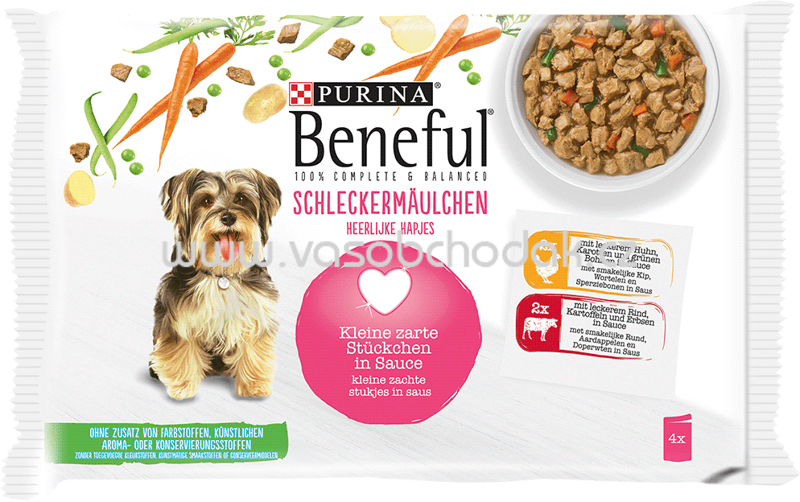 Purina Beneful Schleckermäulchen mit Huhn & Rind in Soße, 4x100g