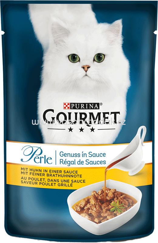 Purina Gourmet Perle Genuss in Sauce mit Huhn in einer Sauce mit feiner Brathuhnnote, 85g