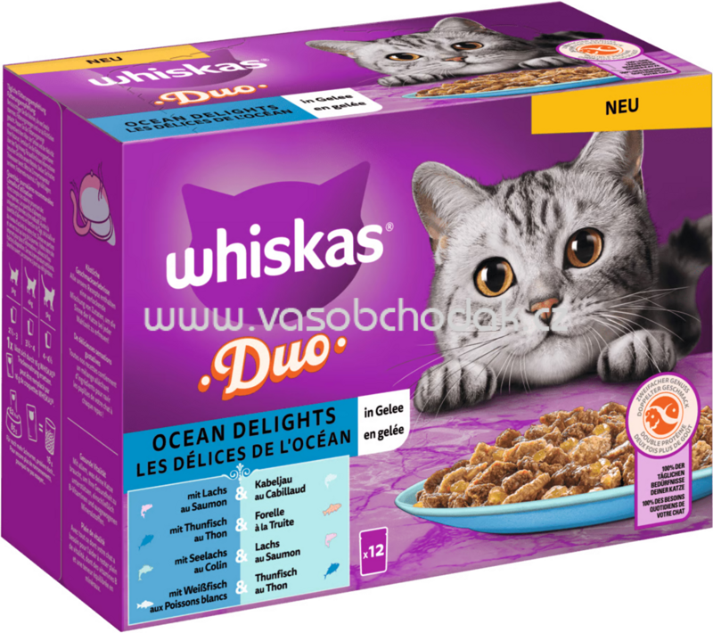 Whiskas Portionsbeutel Duo Ocean Delights in Gelee, 12x85g