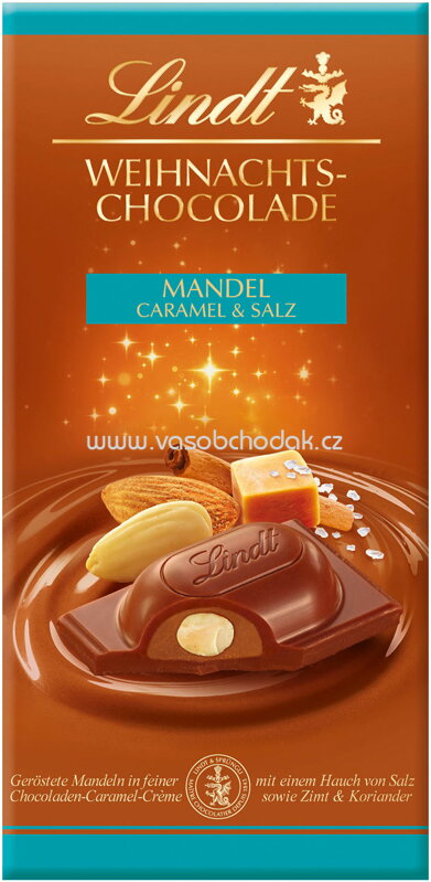 Lindt Weihnachts-Chocolade Mandel, Caramel & Salz Tafel, 100g