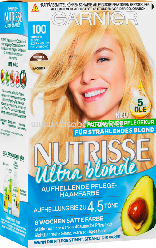 GARNIER Nutrisse Ultra Blonde Haarfarbe Sommerblond Extra Helles Naturblond 100, 1 St