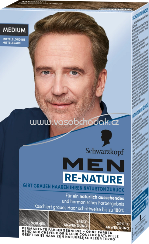Schwarzkopf Men Perfect Re-Nature Haarfarbe Medium Mittelblond bis Mittelbraun, 1 St Schwarzkopf Men Perfect Re-Nature Haarfarbe Medium Mittelblond bis Mittelbraun, 1 St