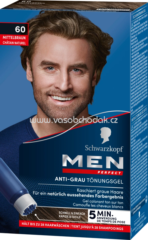 Schwarzkopf Men Perfect Tönung Anti-Grau-Gel Natur Mittelbraun 60, 1 St